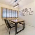 Modern Minimalist Abodey | Product Seen: [Abby Side Chair, Uni (recessed) Dining Table w/ Butcher Top – Customisable & Uni Bench w/ Butcher Top – Customisable]